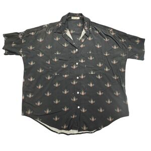 Marine Layer Shirt Womens Small Black All Over Print Cotton Spandex Button Up